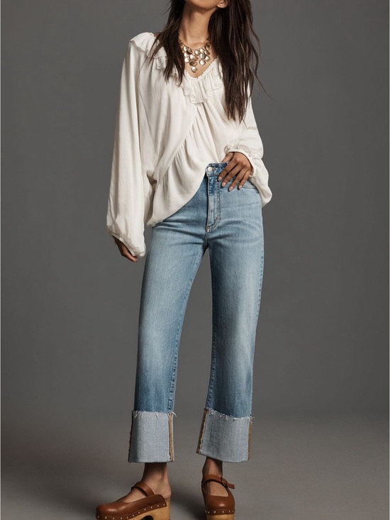 Anthropologie Denim - Anthropologie Light Blue High-Rise Cuffed Cropped Jeans